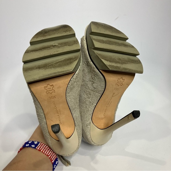 Camilla Scovgaard tan suede leather platform stiletto Heels size 35.5 - Picture 6 of 8